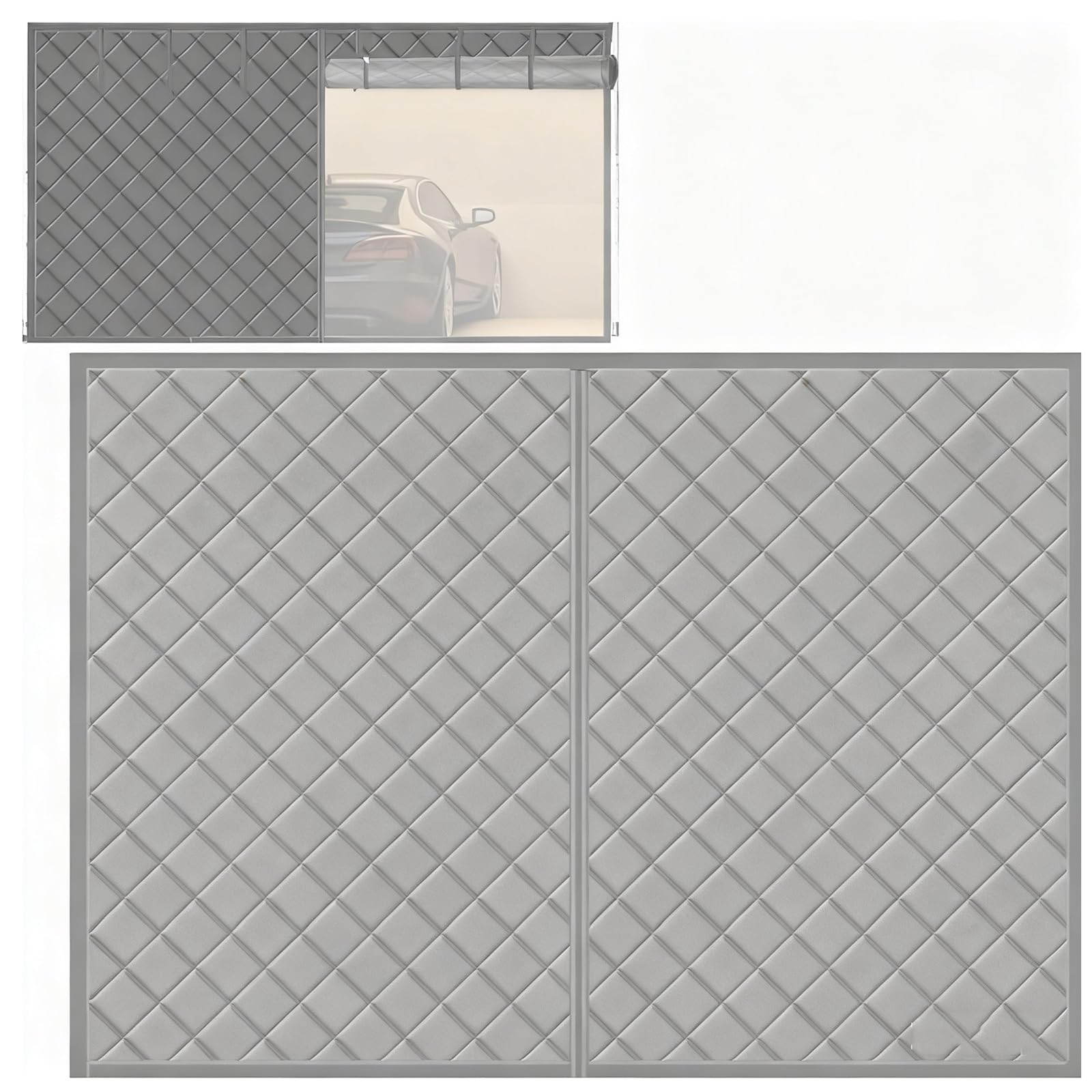Termiczna izolowana osłona drzwiowa, Termoizolacyjna zasłona do drzwi garażowych, wielokolorowa, różne rozmiary(Grey,W 244 x H 214cm)