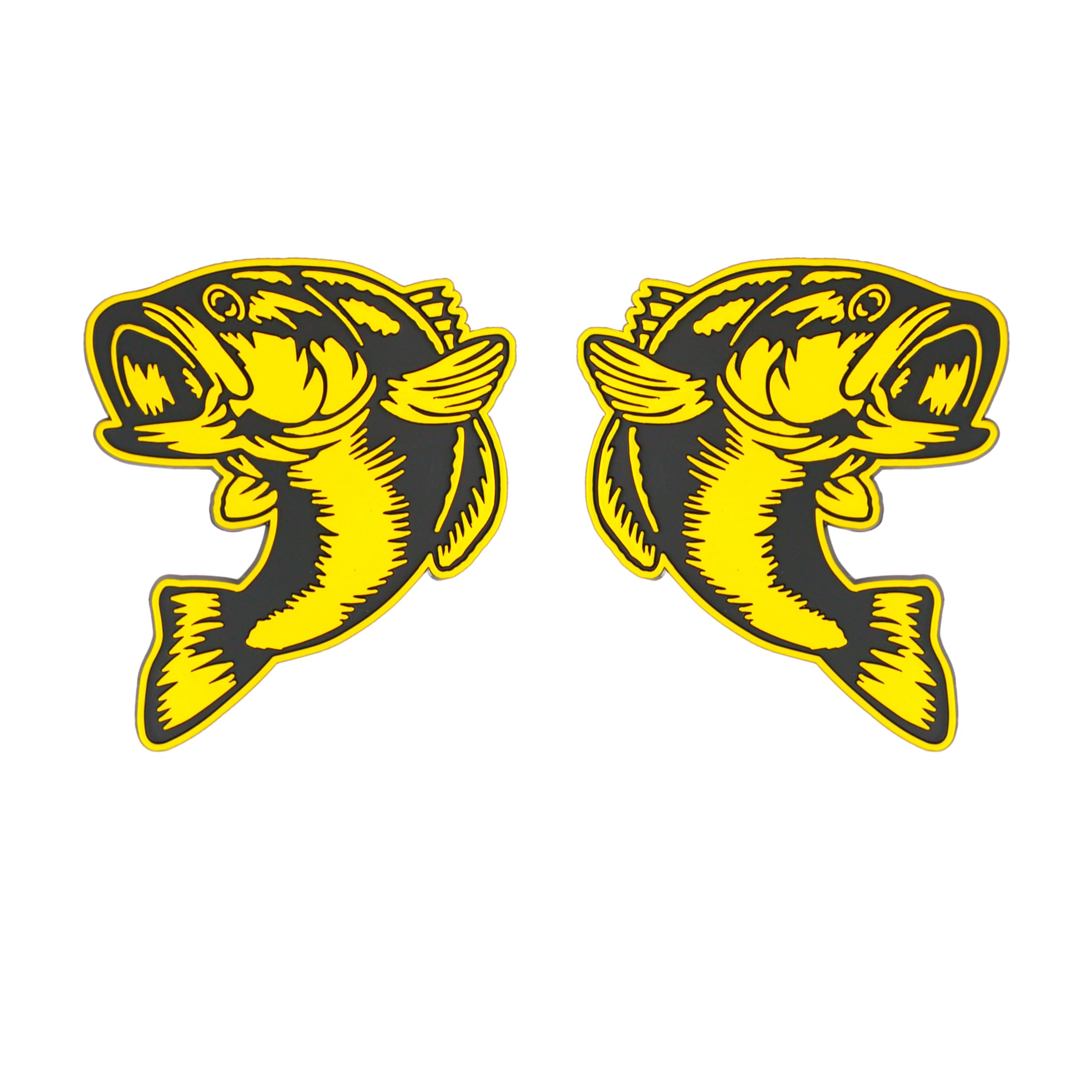 Bass Emblem 3D Fish Badge – Custom Car Sticker for Car, Truck, SUV, Trunk, Hood, Fender – Set of 2 (Yellow)