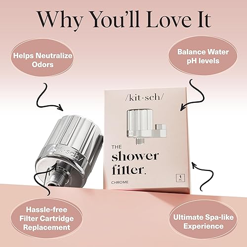Miniatura 4 de Kitsch Filtro de cabezal de ducha para agua dura, filtro de ducha con KDF-55 y sulfito de calcio, ayuda a reducir el cloro y las impurezas,