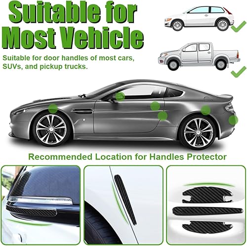 Miniatura 6 de WSSROGY 20 piezas de fibra de carbono antiarañazos para manija de puerta de coche, protector de vasos, película protectora universal para la mayoría