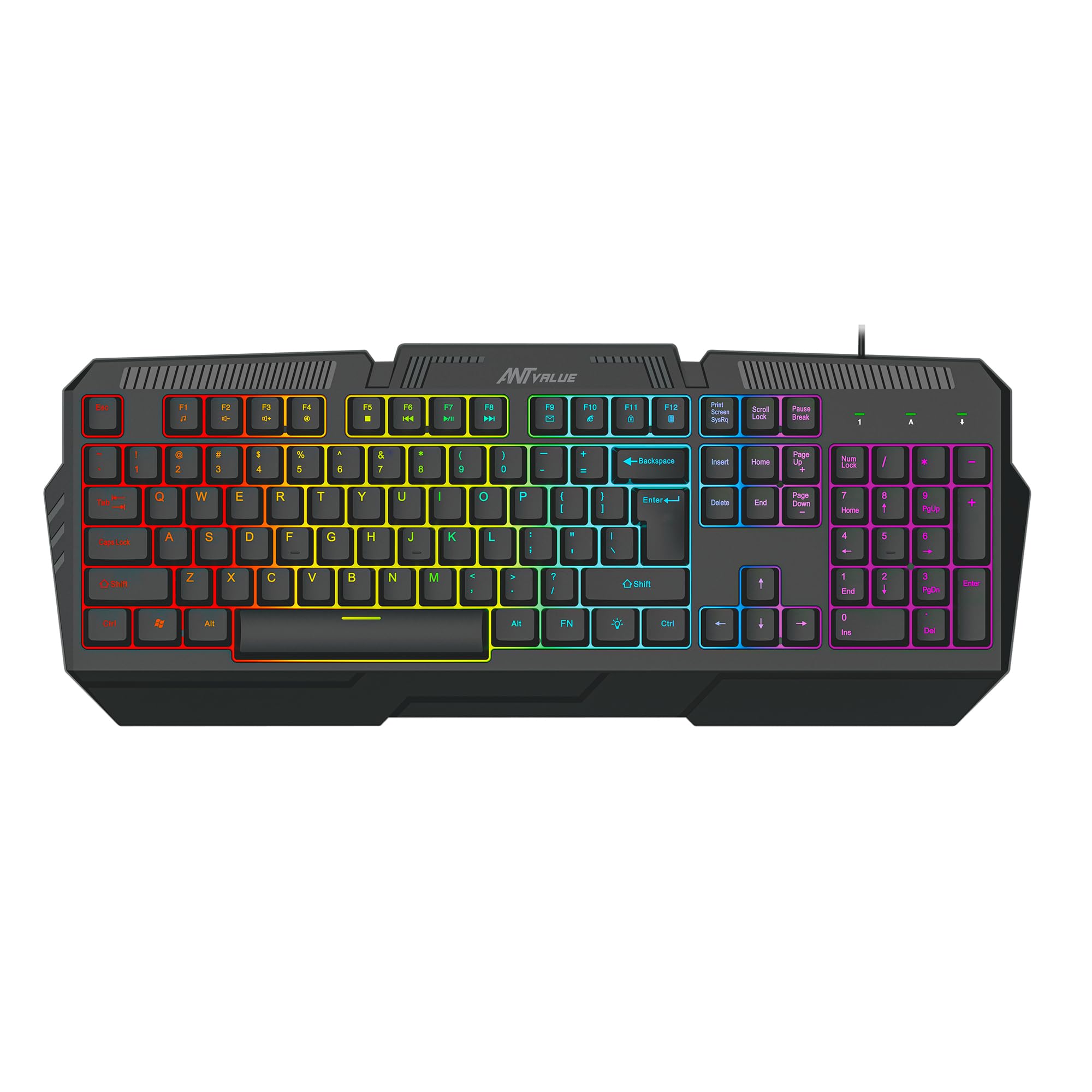 Ant Value Wired Membrane Gaming Keyboard with Backlit 7-Color Rainbow LED, IPX4 Splashproof, Anti-Ghosting Keys, 104 Silent keys for PC & Laptop - Black (B0C595NJMK) Amazon Price History, Amazon Price Tracker
