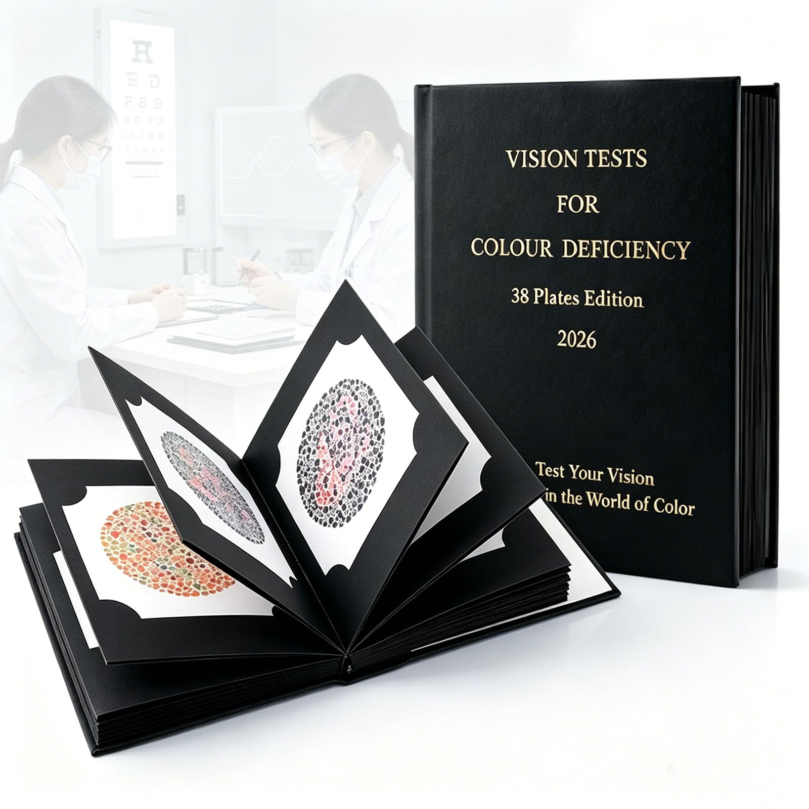 LTzygmion Ishihara Test Chart Books, Color Blindness Test, 38-test Boards, Even And Stable Color, High Density Color Dots, Strong And Durable, For Medical Institutions, Vision Screening