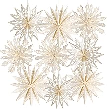 Logbuch-Verlag 9 Snowflakes White Paper Filigree Christmas Hanging Tree Decorations 10 cm