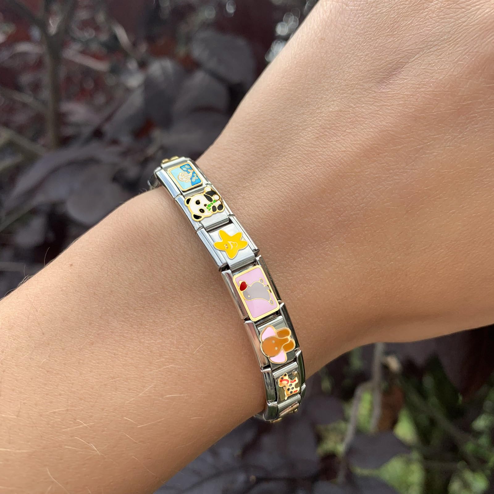Juego de Pulseras Dijes Italiano 10 Módulos Extraíbles con 1 Herramientas de Apertura y Caja Regalo Pulsera Italiana Charms Acero Inox 9mm Animales Lindos Módulos Extraíbles Joyería Italiana