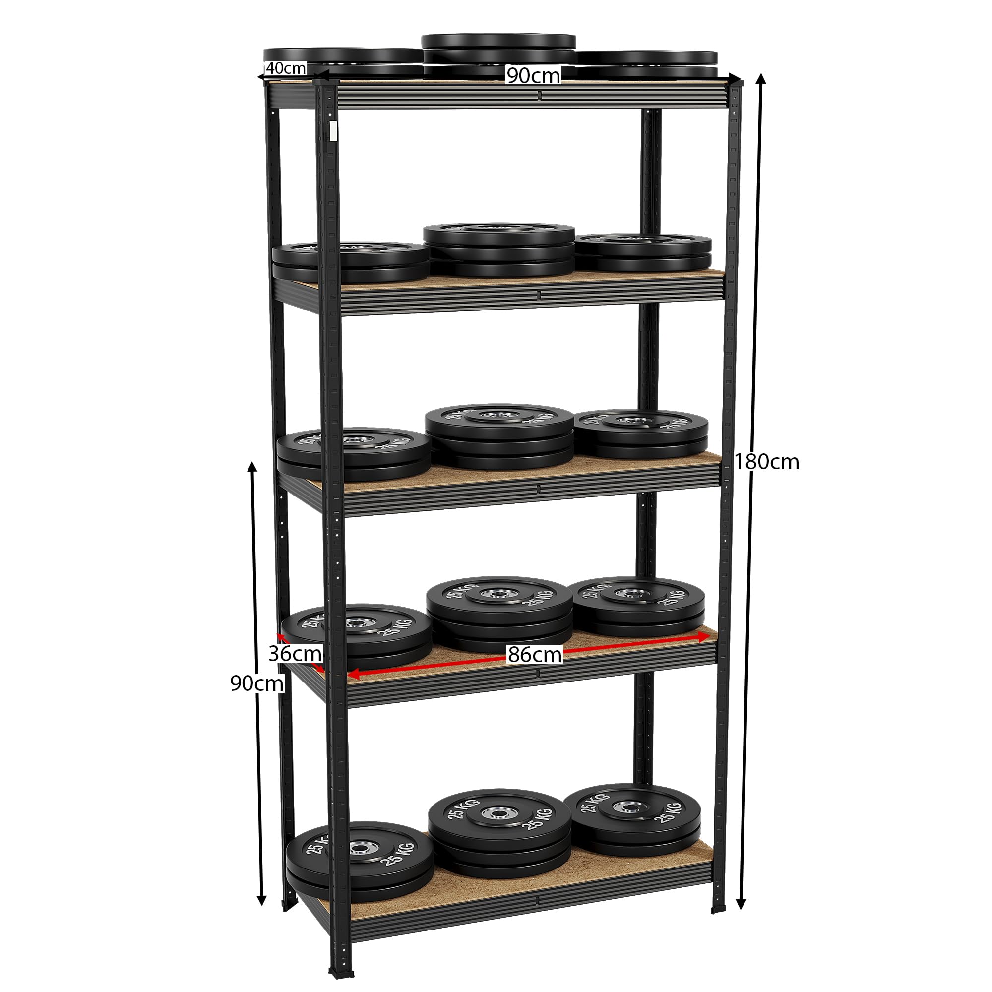 Home Vida 5 Stufen Ebenen Lagen Fächer Aufbewahrung Regale Fächer Gestell Gerüst Heavy Duty 875 Kg Belastbarkeit, Schwarz, Groß Baumarkt