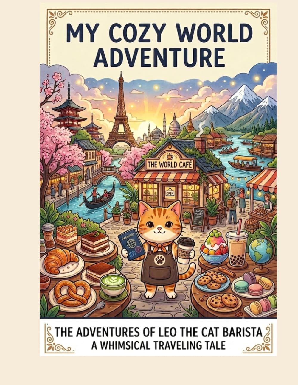 Cozy Cat Café Around the World: A Coloring Book, Recipe Collection & Travel Passport Adventure
