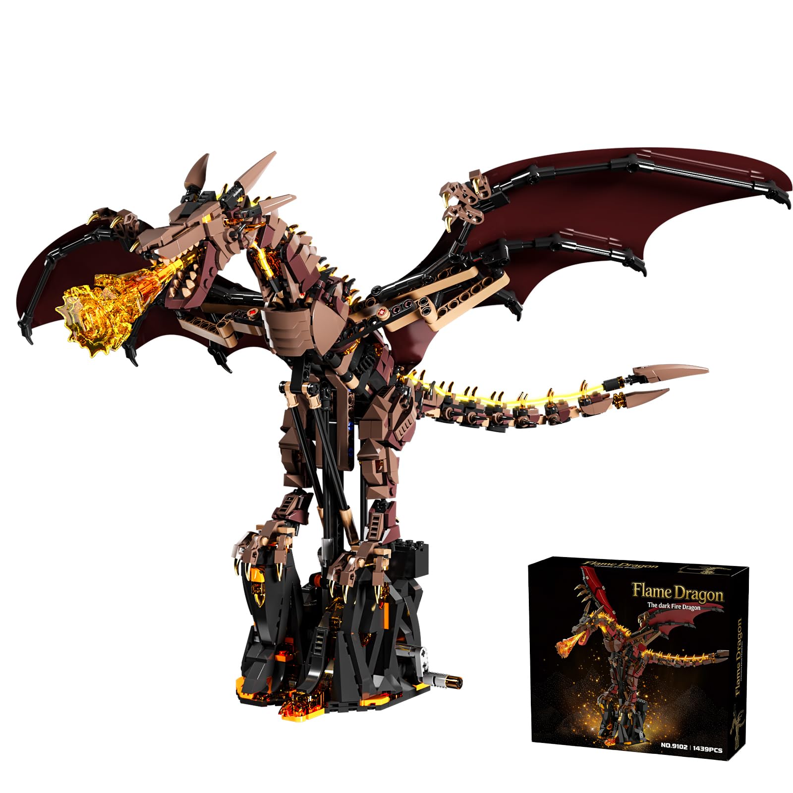 HJPLPXH Medieval Mechanical Fire Dragon Building Set