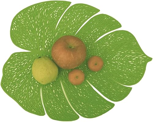 Miniatura 4 de 12 manteles individuales de PVC para mesa de comedor, resistentes al calor, lavables, antideslizantes, manteles de hoja de Monstera para decoración