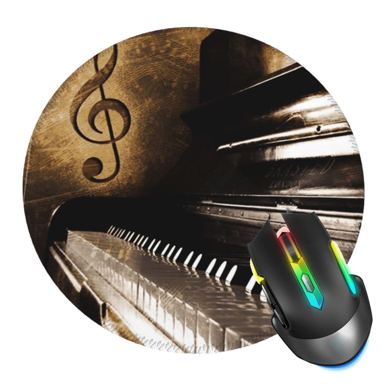 Piano Mouse Pad, Music Mouse Pads for Desk, Stitched Edge Mousepad with Non-Slip Rubber Base, Gaming Mouse Mat for Computer Laptop Home Office