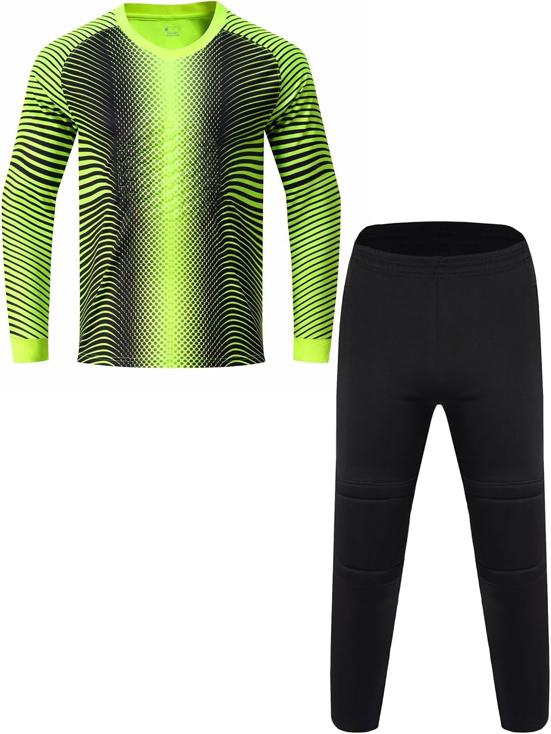 Hansber Kids Boys Goalkeeper Jersey with Protection Padded Soccer Goalie Shirt Football Keeper Uniforms