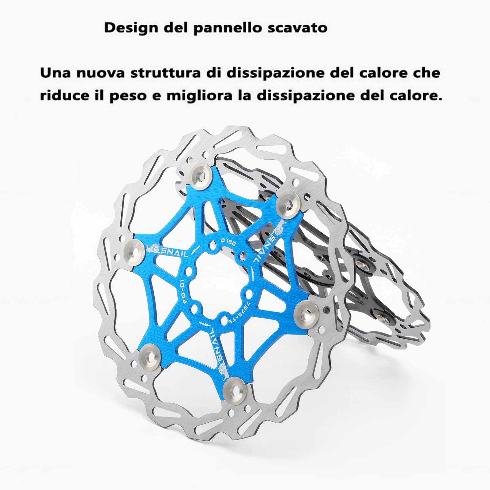 Rotore del freno a disco flottante per bicicletta da 180 mm, adatto per bici da strada, mountain bike, BMX, MTB(NA Blu)