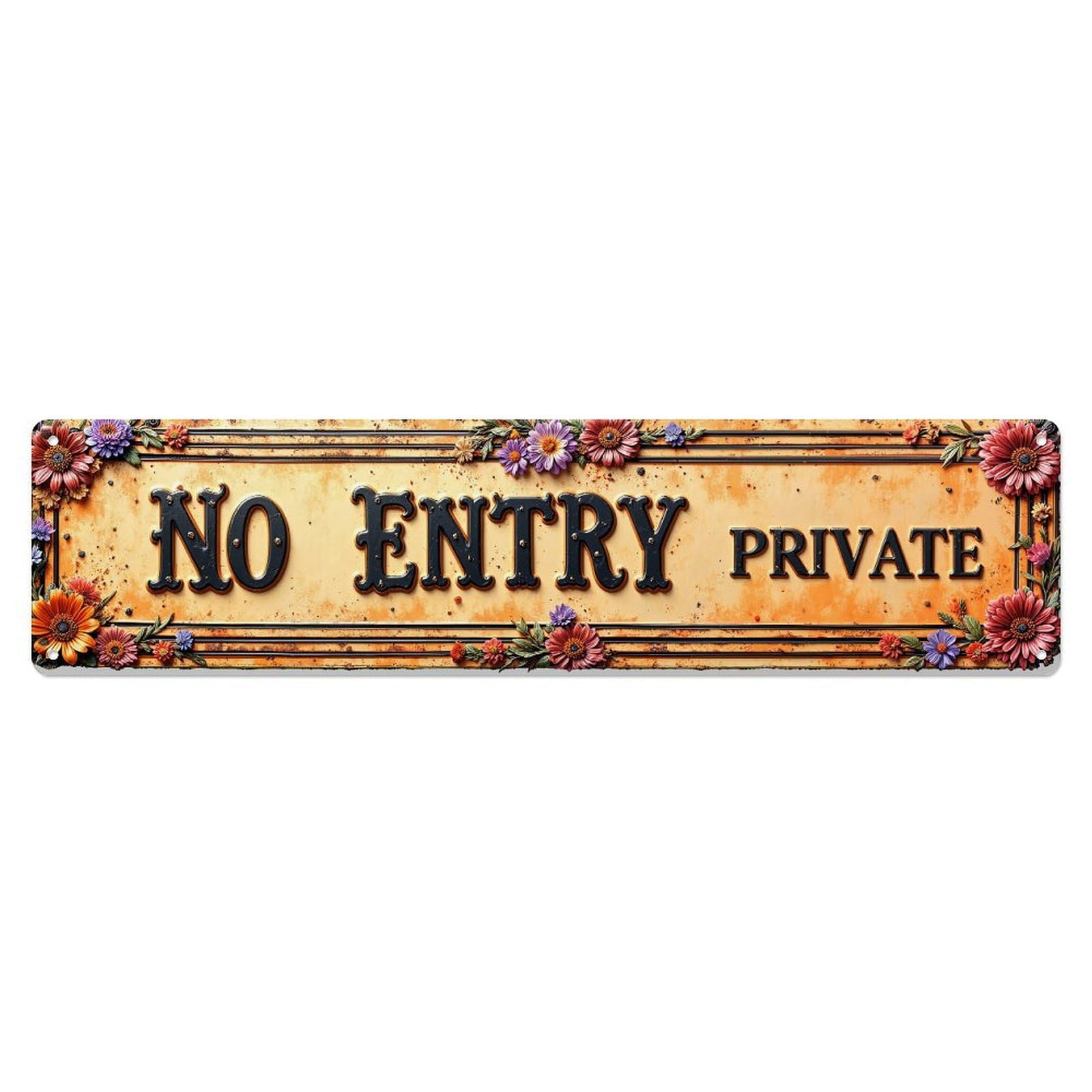 Floral Border Rustic Sign Pattern Metal Tin Sign Plaque
