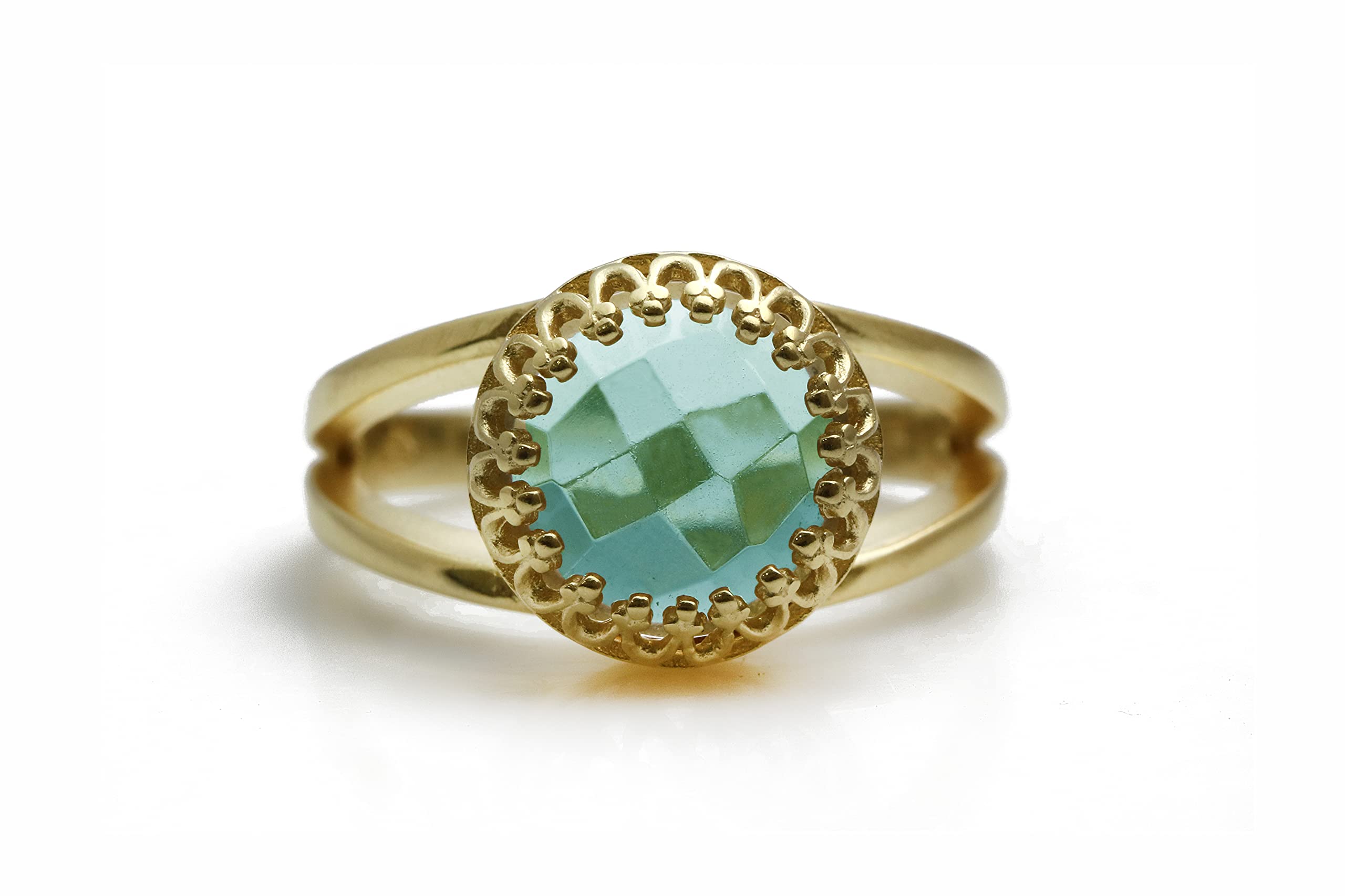 Personalizzati Naturale Pietra di Nascita Topazio Blu Anello di 14k Oro Riempito - Elegante Artigianato Unico Donna Gemme Anelli - Gioielli per Donne - Scegliere Dimensione Anello - con Scatola Regalo