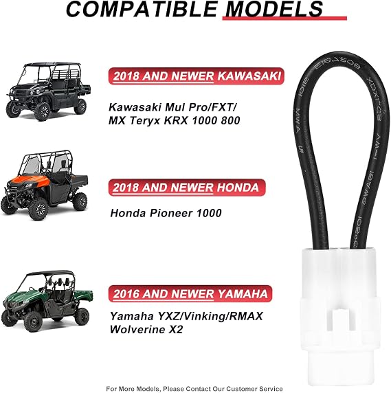 moveland Seat Belt Bypass Compatible with All 2018+ Kawasaki Mule Teryx Pro MX FXT, Plug and Play Harness Overides Seat Belt Compatible with Yamaha YXZ Yiking