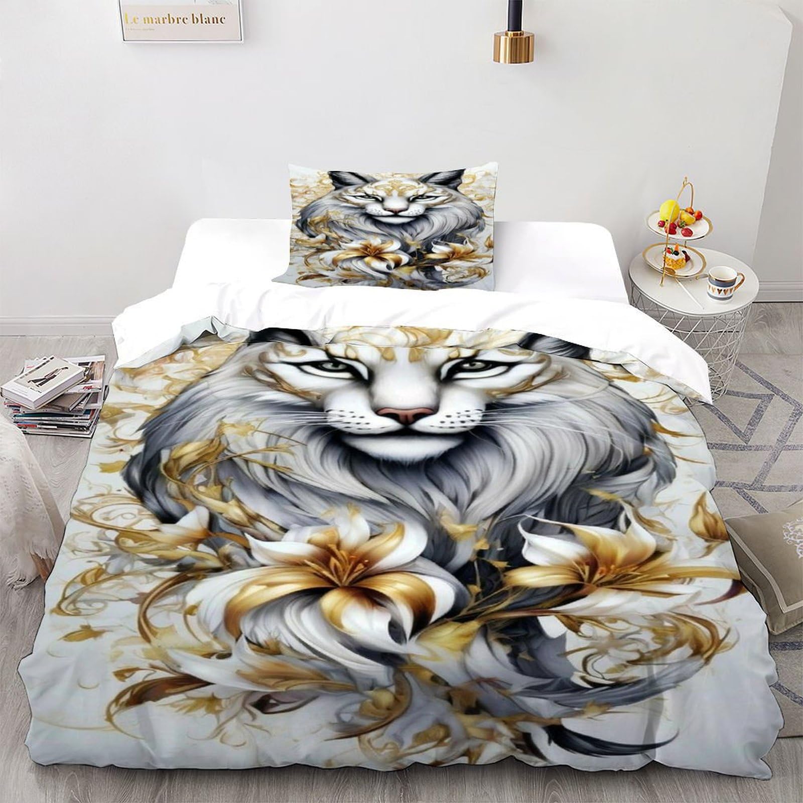 Ensemble de lit bobcat élégant avec fermeture éclair pour chambre single