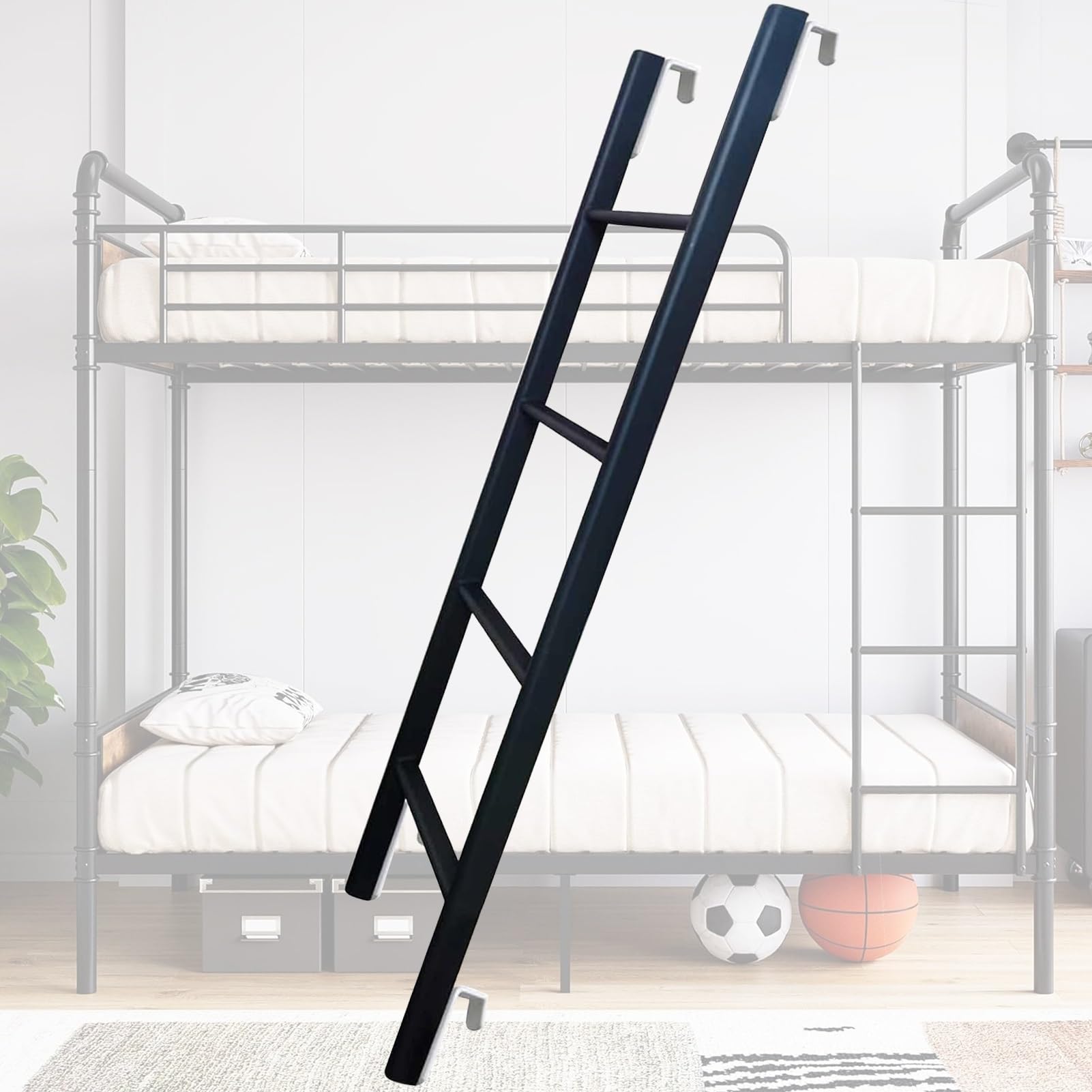 Escalera ajustable para cama doble y litera de metal con 4 o 5 escalones reemplazables