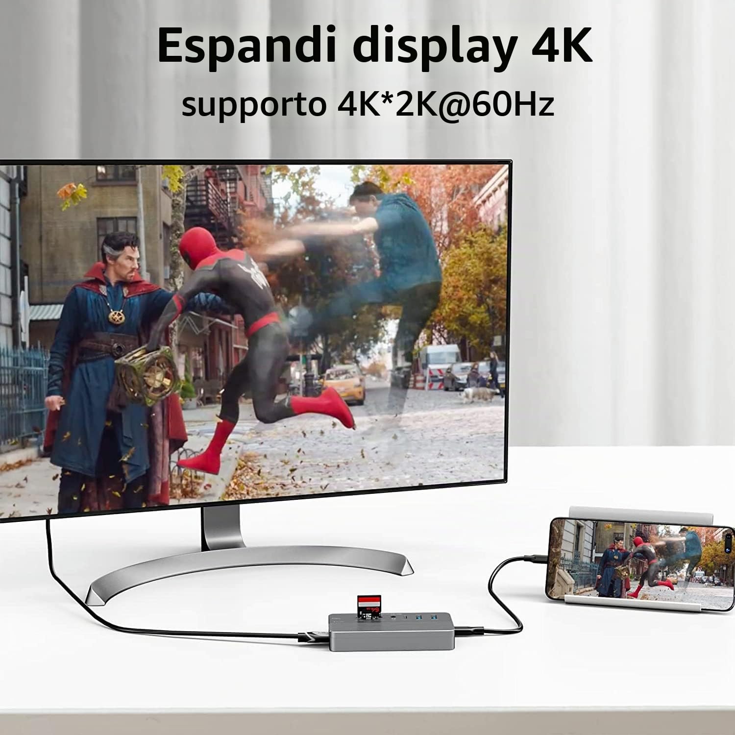 Hub USB-C con Custodia per Disco Rigido, Adattatore hub USB C 10 in 1 con Custodia per Disco Rigido Esterno SSD M.2, HDMI 4K, USB 3.0, Lettore di Schede SD/TF Compatibile con Laptop, IPad (Grigio)