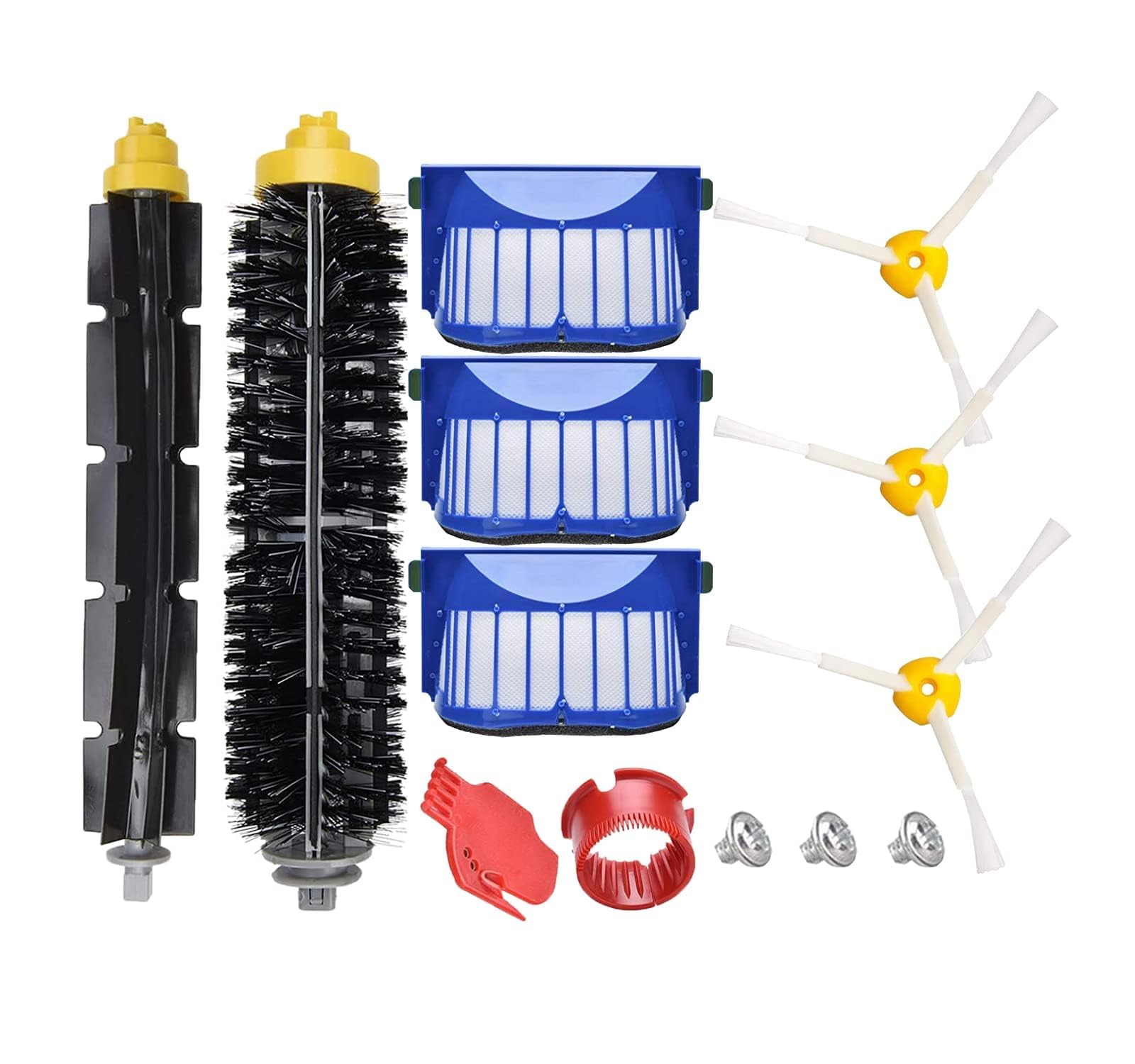 Replacement Parts for iRobot Roomba 600 Series 694 692 690 680 660 665 651 650 614 & 500 Series 595 585 564, Includ Side Brush, Bristle Brush, Flexible Beater Brush, Filter and Screw, Cleaning Tool