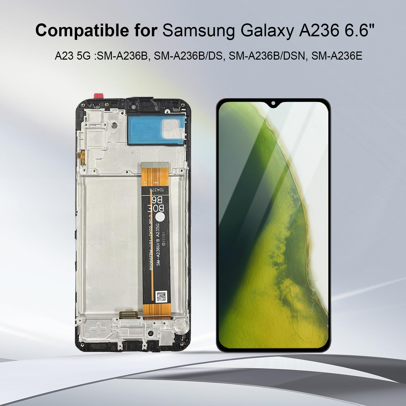 Dinow - Pantalla para Samsung Galaxy A23 5G SM-A236U, SM-A236U1, SM-A236B, SM-A236B/DS, SM-A236B/DSN, SM-A236E Full LCD Touch para Samsung Galaxy A23 Display (con herramienta de reparación)