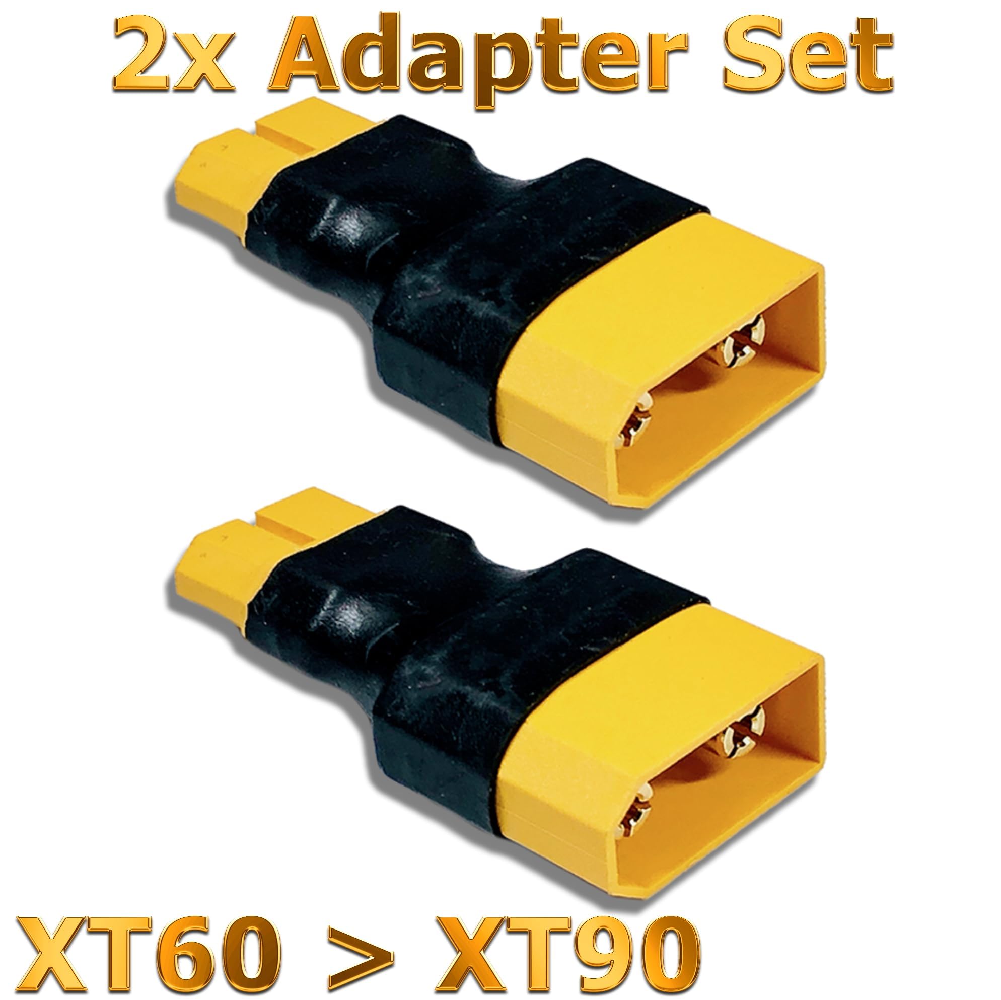 Lot De 2 Adaptateurs XT60 Mâle Vers XT90 Femelle - Connecteur RC Pour Drone, Voiture, Batterie LiPo