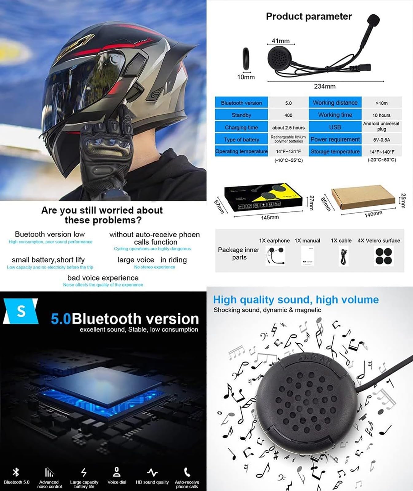 Modulari Bluetooth Casco Moto Omologato ECE Casco Anteriore Ribaltabile Adulti Uomo Donna con Doppia Visiera, Microfono Altoparlante Riduzione del Rumore Bluetooth Multifunzionale