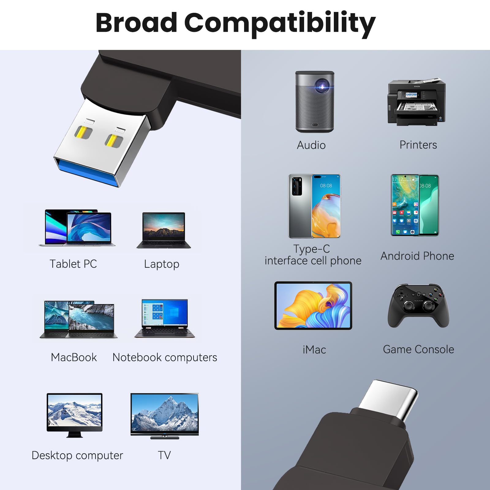 belastik Chiavetta USB C 512 GB - Pendrive USB C & USB A ad Alta Velocità Pennetta USB Tipo C Pen Drive USB 3.0 512GB di Grande Capacità 2 in 1 OTG Penna USB per Computer, Tablet, Smartphone