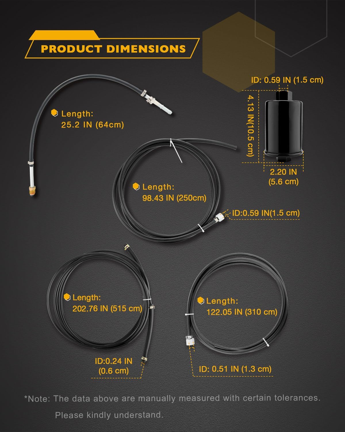 Fuel Line Kit, Compatible With 1988-1997 GM Gas Trucks, including Chevy C1500 C2500 C3500 K1500 K2500 K3500, GMC C3500 K3500, Complete Nylon Fuel Line Set, Replace# NFR0013, GM23B, FL-GM22B, FLGM22B