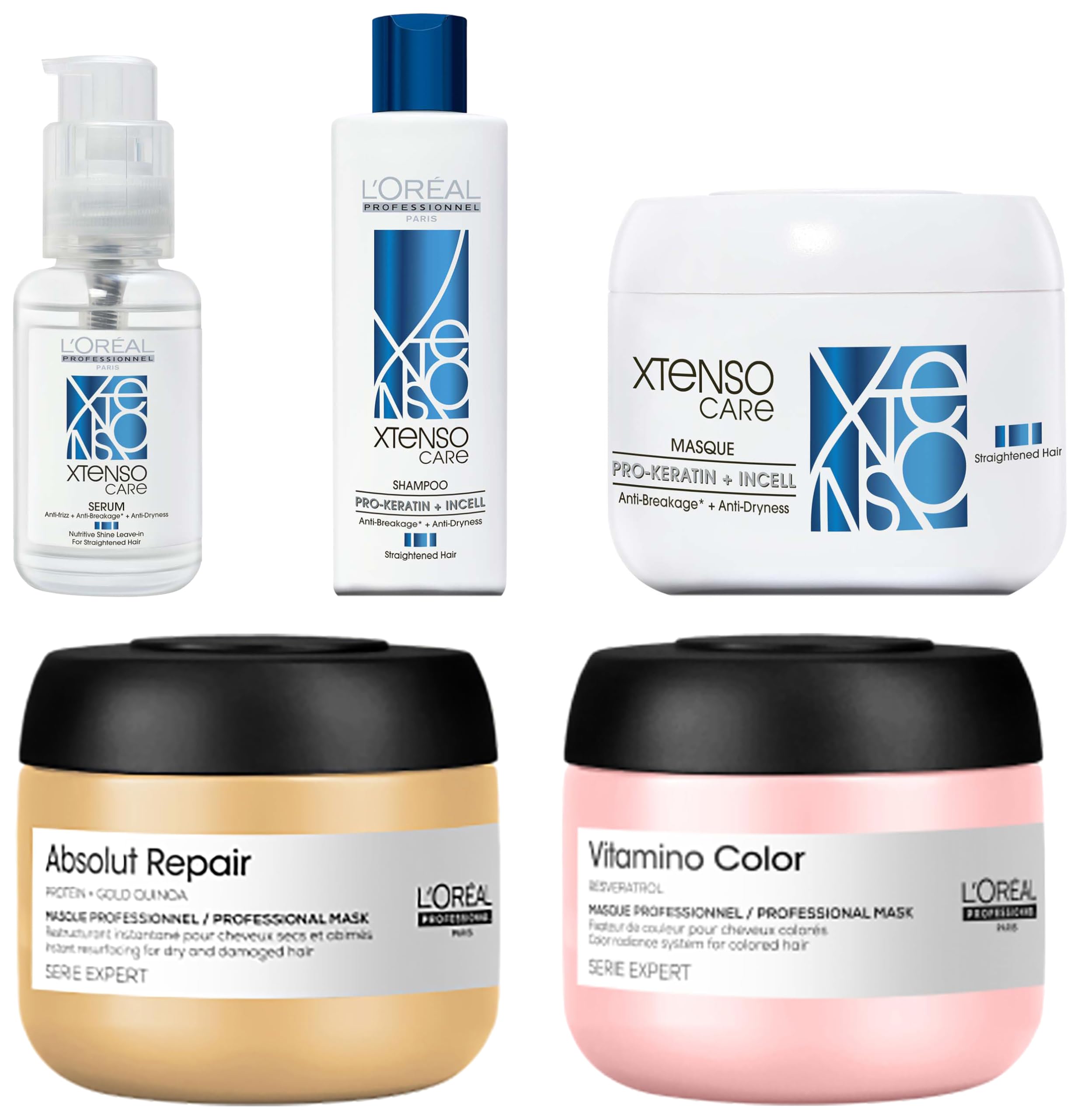 L'OREAL PROFESSIONNEL PARIS Xtenso Care Shampoo,Mask & Serum 3-Step Combo For Straightened Hair (250Ml+196Gms+50Ml) With Absolut Repair & Vitamino Travel-Size Masks 75Ml,1 Count-image-16