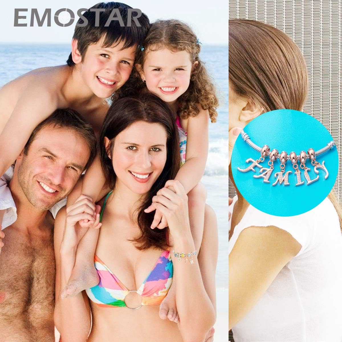 EMOSTAR Letter Charms Initial A-Z Alphabet Beads, Rose Gold 925 Sterling Silver Dangle CZ Birthstone Pendant, Gifts for European Charm Bracelet/Mothers Day/Birthday - Image 6