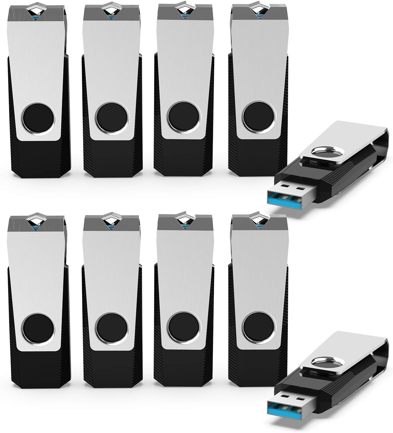 USB 3.0 Flash Drive 64 GB 10 Pack Flash Drive 3.0 Thumb Drive Jump Drive Memory Stick Data Storage Pen Drive Black