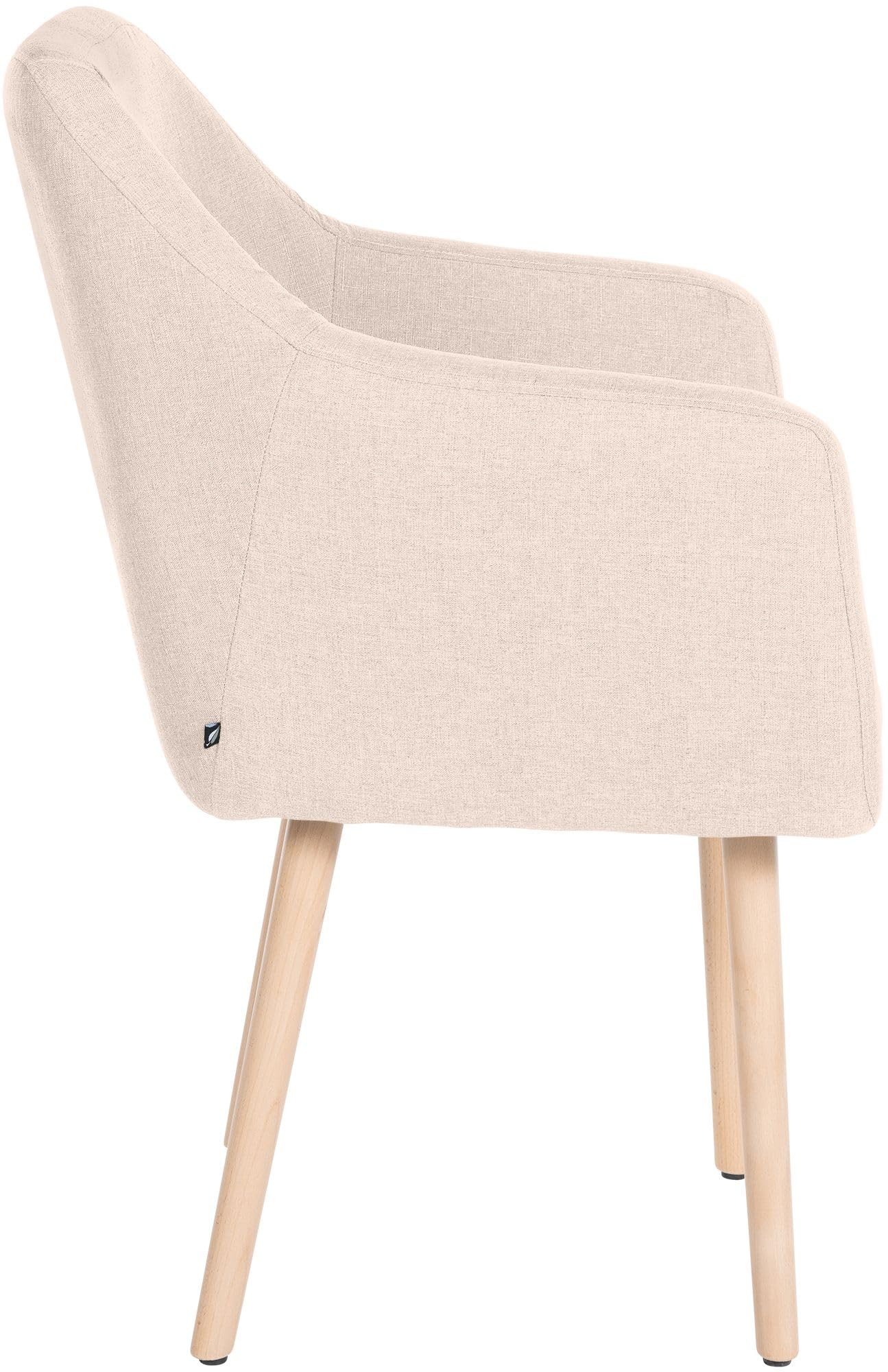CLP Silla De Salón Utrecht Acolchada & Tapizada En Tela I Butaca De Dormitorio Moderna con Base De Madera I Color:Beige;Color del Marco:Natura