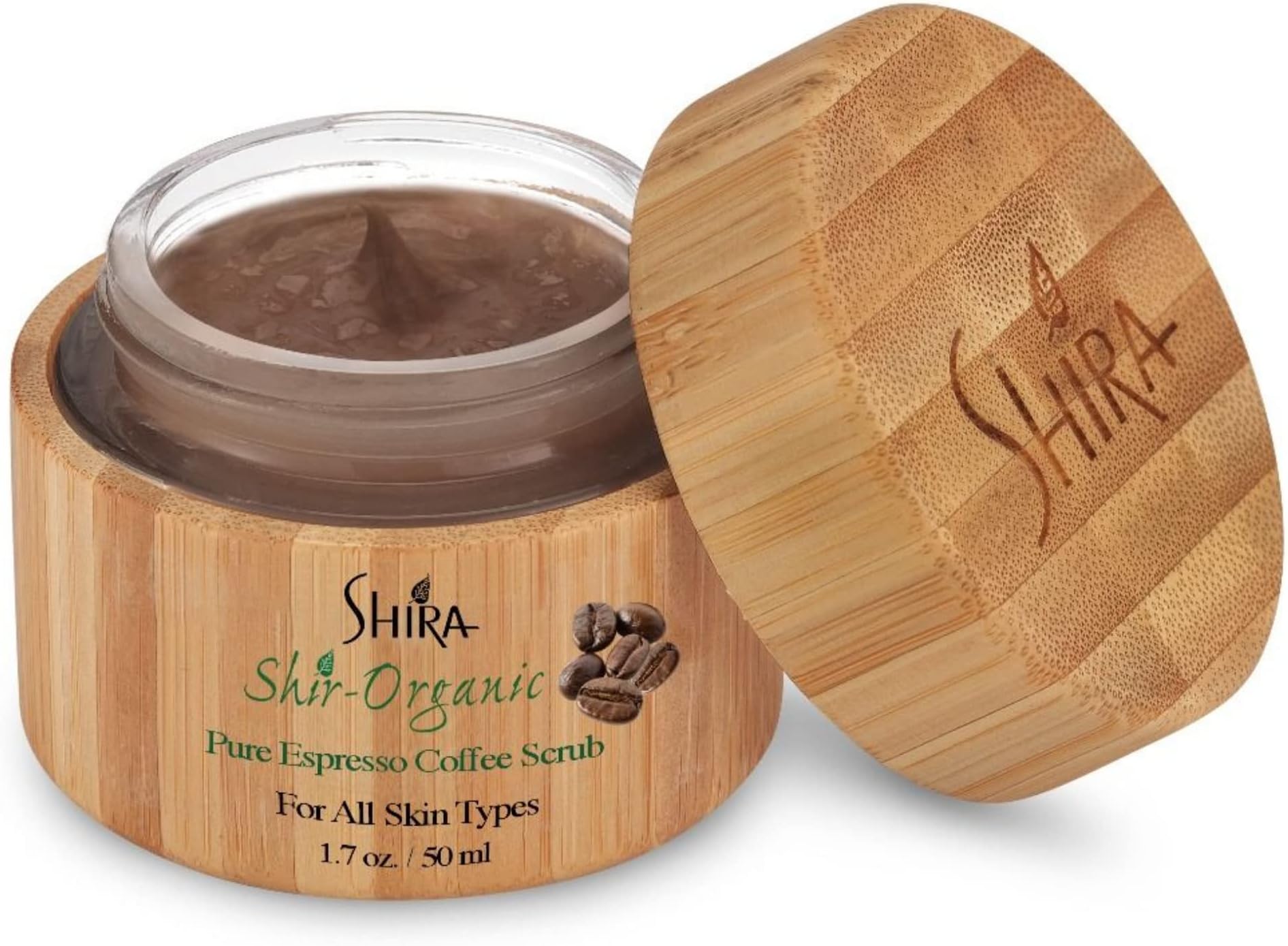 Shira-Organic Pure Espresso Coffee Scrub, Exfoliate for face, Improves Wrinkles and Fine lines, Promotes Skin Rejuvenation For Women, Men (50ML)