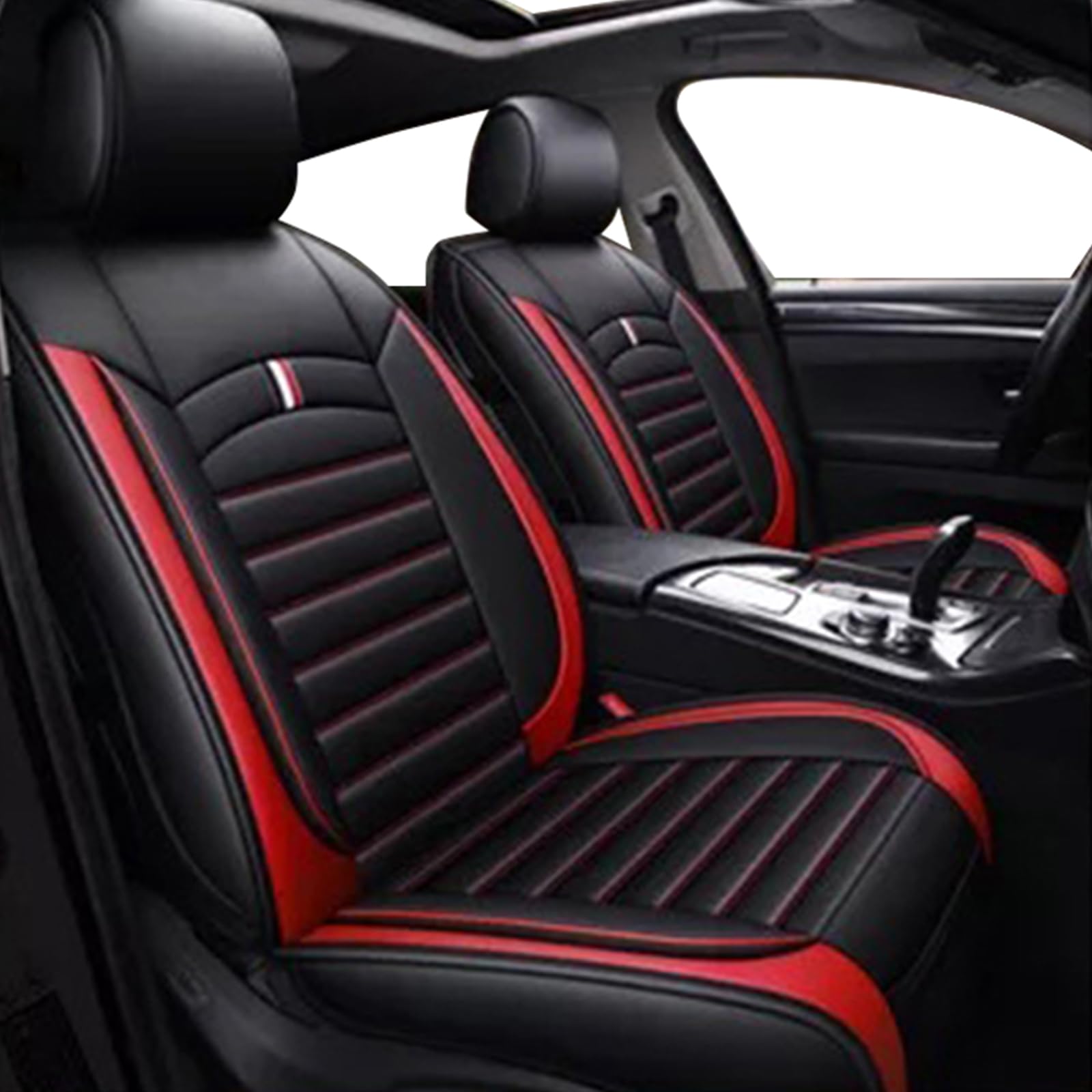 JOYOTO 2pcs Leather Seat Cover for Honda Accord Civic CR-V Insight,Waterproof Car Seat Covers, Car Front Seat Cushion, Airbag Compatible,Black Red