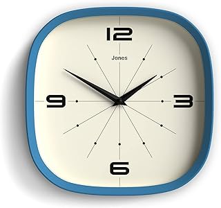 JONES CLOCKS® Pulsar Wall Clock | Square Rounded Retro Clock | 10 inch |...