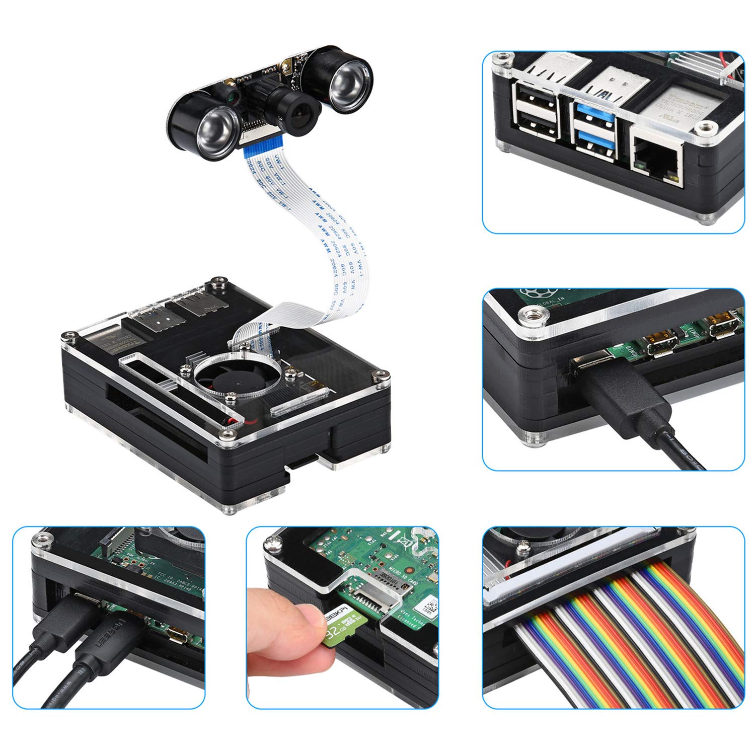 GeeekPi Raspberry Pi 5 4GB Starter Kit Avec 64GB SD Carte, Raspberry Pi