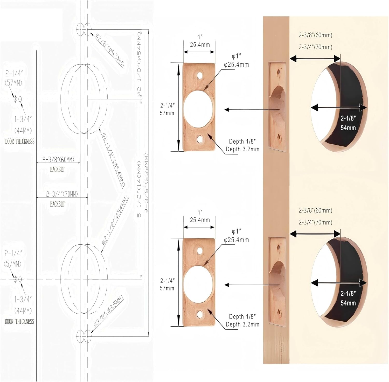 SUYA Front Door Handle Set，Single Cylinder Deadbolt Lock Set with Door Handle,Reversible for Right & Left,Entrance or Exterior,Satin Nickel Finish