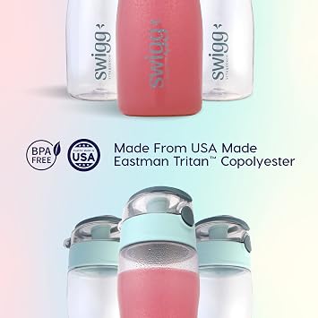 Swigg 1 BPA Free Sports Water Bottles for School Gym Bicycle Car - Leak Proof Sports Waterbottles - See Through Reusable Clear Water Bottle botella de agua Made of Tritan Plastic Refillable 20-24oz