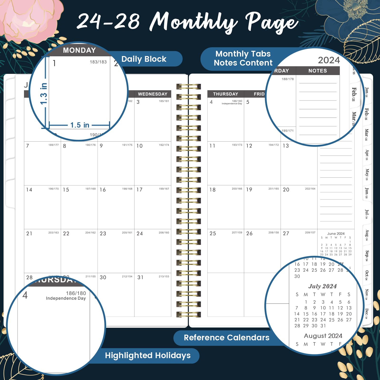 Amazon.com : Monthly Planner 2024-2028 - 5 Year Monthly Planner/Calendar  2024-2028, Jan 2024 - Dec 2028, 6.4" x 8.5", 60 Monthly Planner with Tabs,  Double-Side Pocket, Holidays, Notes Pages, Elastic Closure : Office Products
