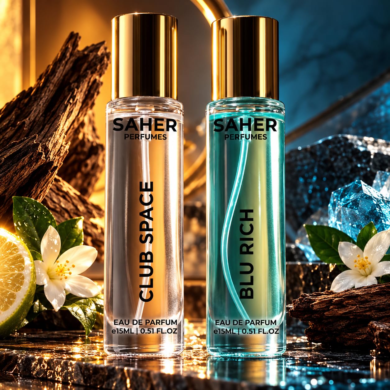edp men gift set 15ml x 2, club space & blu rich eau de parfum combo, long lasting premium fragrance for men, perfume gift set for birthday, anniversary & special occasions