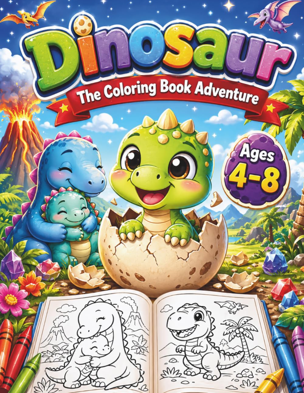 Dinosaur The Coloring Book Adventure: Cute Dinosaur Colouring Pages with Mazes, Puzzles and Activities for Kids Ages 4-8 | Fun Prehistoric Activity ... Girls (Emanuel Vision Coloring Adventures)