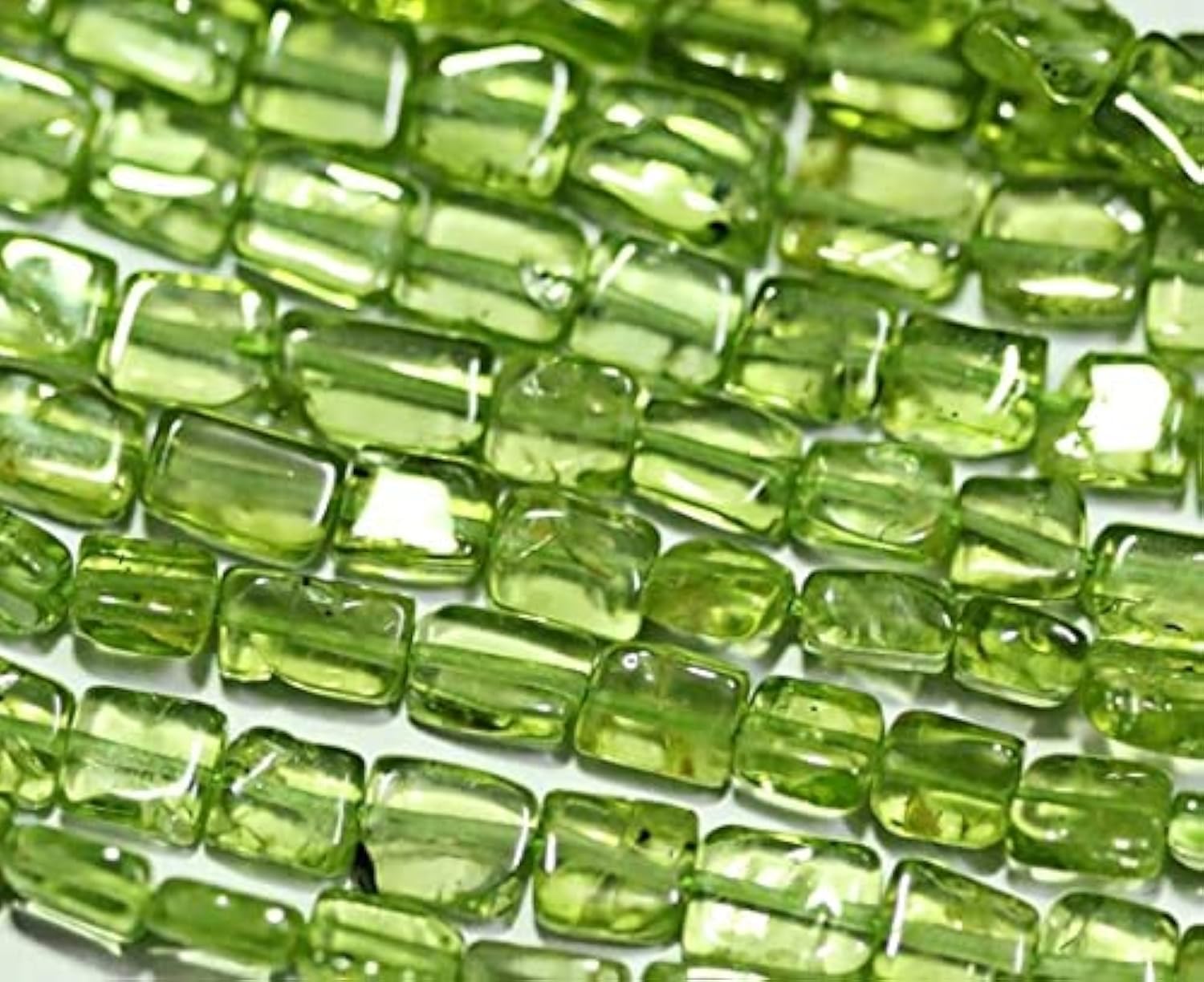 Perles de péridot naturel vert pierre gemme rectangle lisse en vrac pour loisirs créatifs DIY