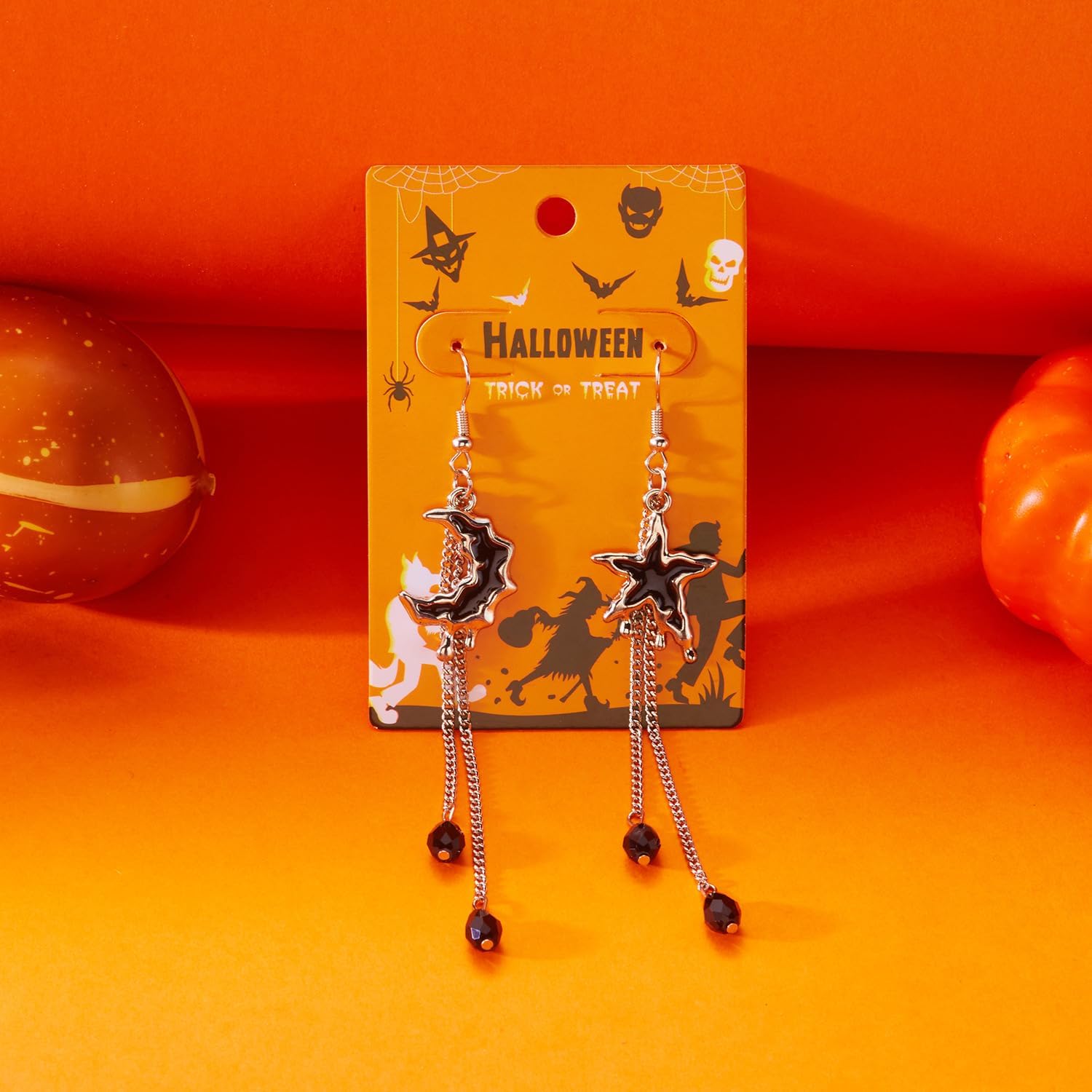 Halloween Earrings Cute Gothic Bat Stars Moon Blood Drop Dangle Earrings Goth Vampire Dresses Accessories Halloween Costume Jewelry for Women - Image 5