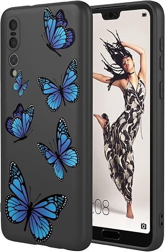 Phone Case for Huawei P20 Pro Case, CLT-L09, CLT-L29 Case Shockproof Flexible Bumper TPU Soft Case Butterfly Pattern Phone Cover for Huawei P20 Pro Black Butterfly