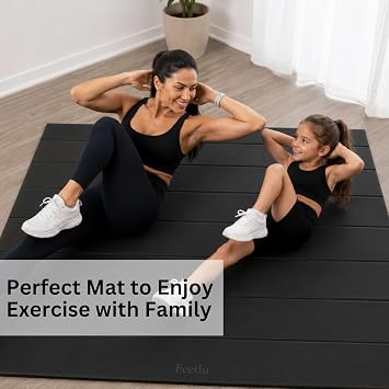 Foldable Large Yoga Mat, Extra Space 72L x 48W (183 x 122 cm), 6mm & 8mm Thick, Workout Mat for Home Gym and Travel - Anti-Slip Folding Exercise Mat for Yoga & Pilates