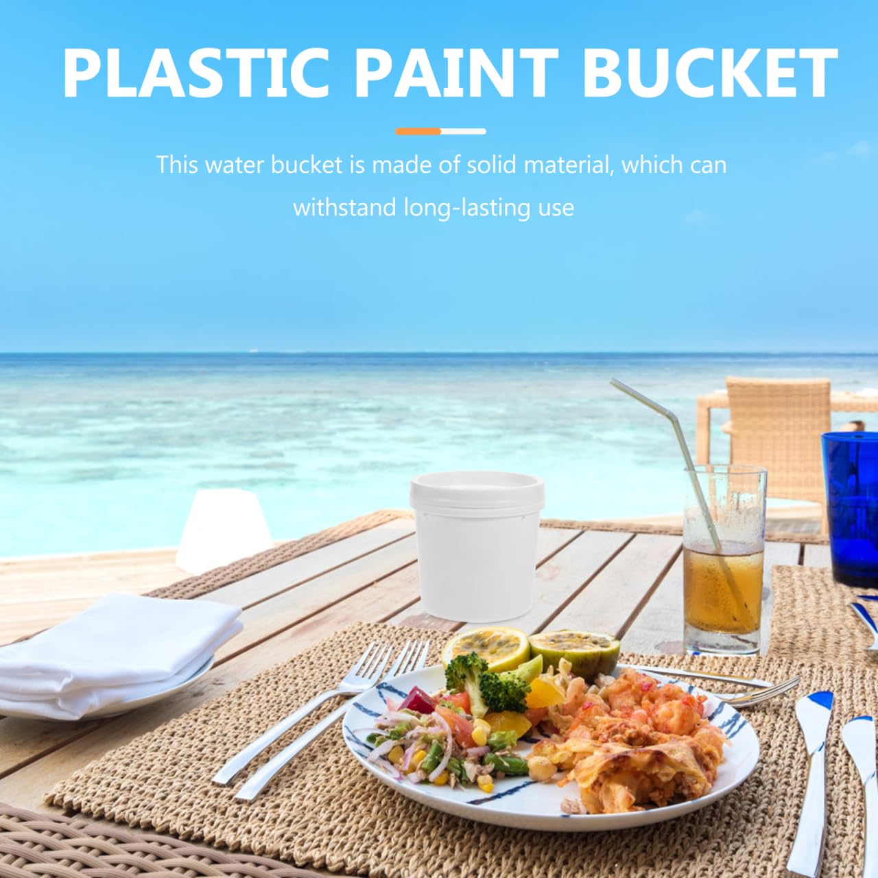 iplusmile Seau blanc de 1 l avec couvercle à visser - 4 seaux de peinture vides - Seau rond industriel - Récipient de stockage alimentaire - Seau polyvalent pour l'eau et les aliments