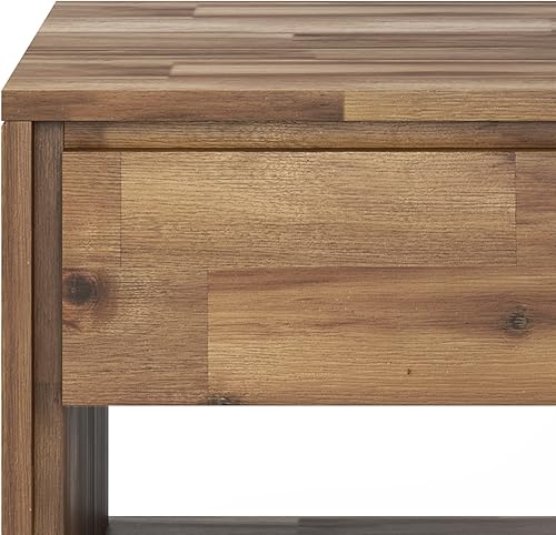Miniatura 20 de SIMPLIHOME Lowry - Mesa auxiliar cuadrada de madera de acacia maciza y metal, de 22 pulgadas de ancho, moderna, industrial en marrón envejecido café