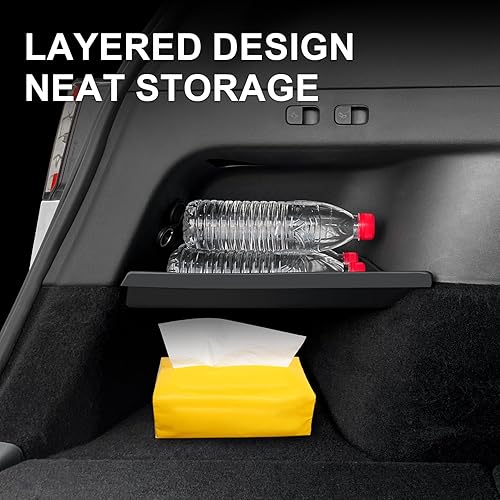 Miniatura 5 de Bandejas organizadoras de maletero para accesorios Tesla modelo Y 2022, 2023, 2024, caja de almacenamiento lateral de carga trasera impermeable