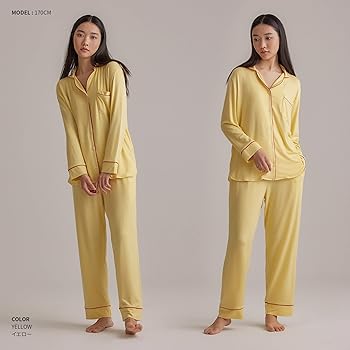 ハンドメイド テンセル オレンジ色 パジャマ 上下セット 無地 オールシーズン Amazon.co.jp: テンセル 長袖ナイトパジャマ上下セット Softlife