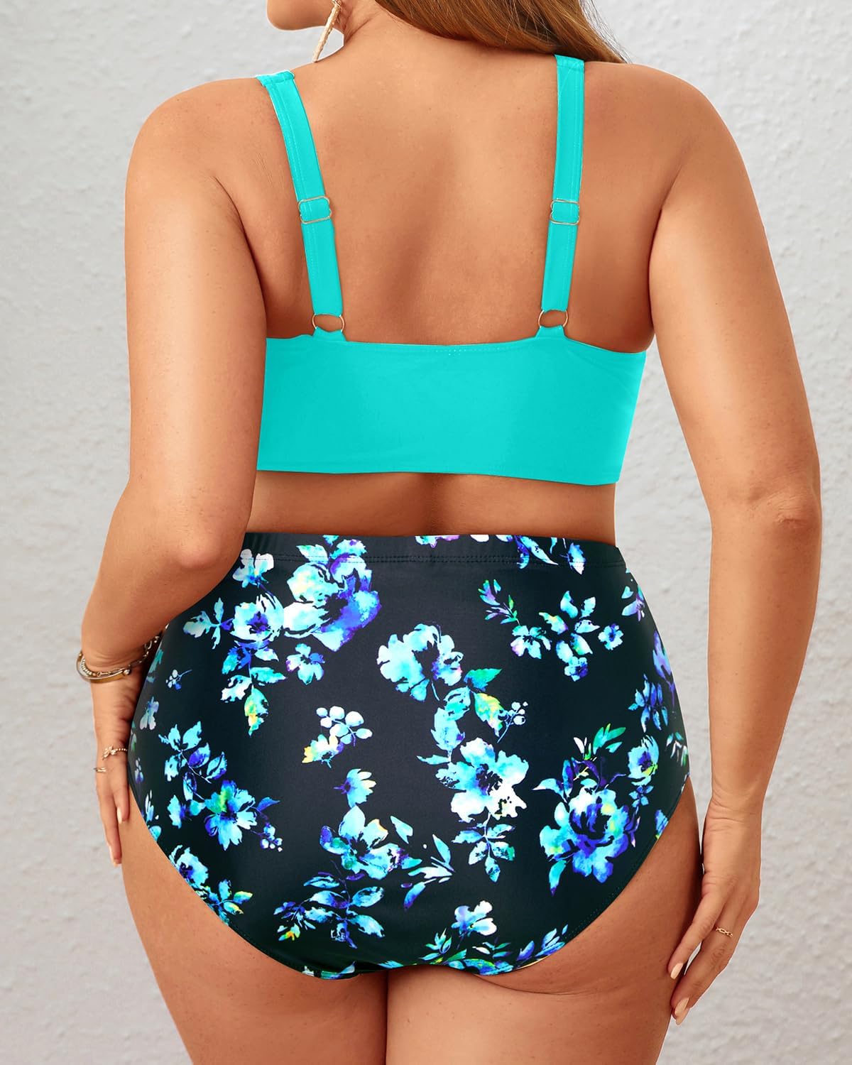 Plus Size Two Piece Swimsuit - High Waisted Bikini Set Tummy Control Bathing Suits for Women - Image 5