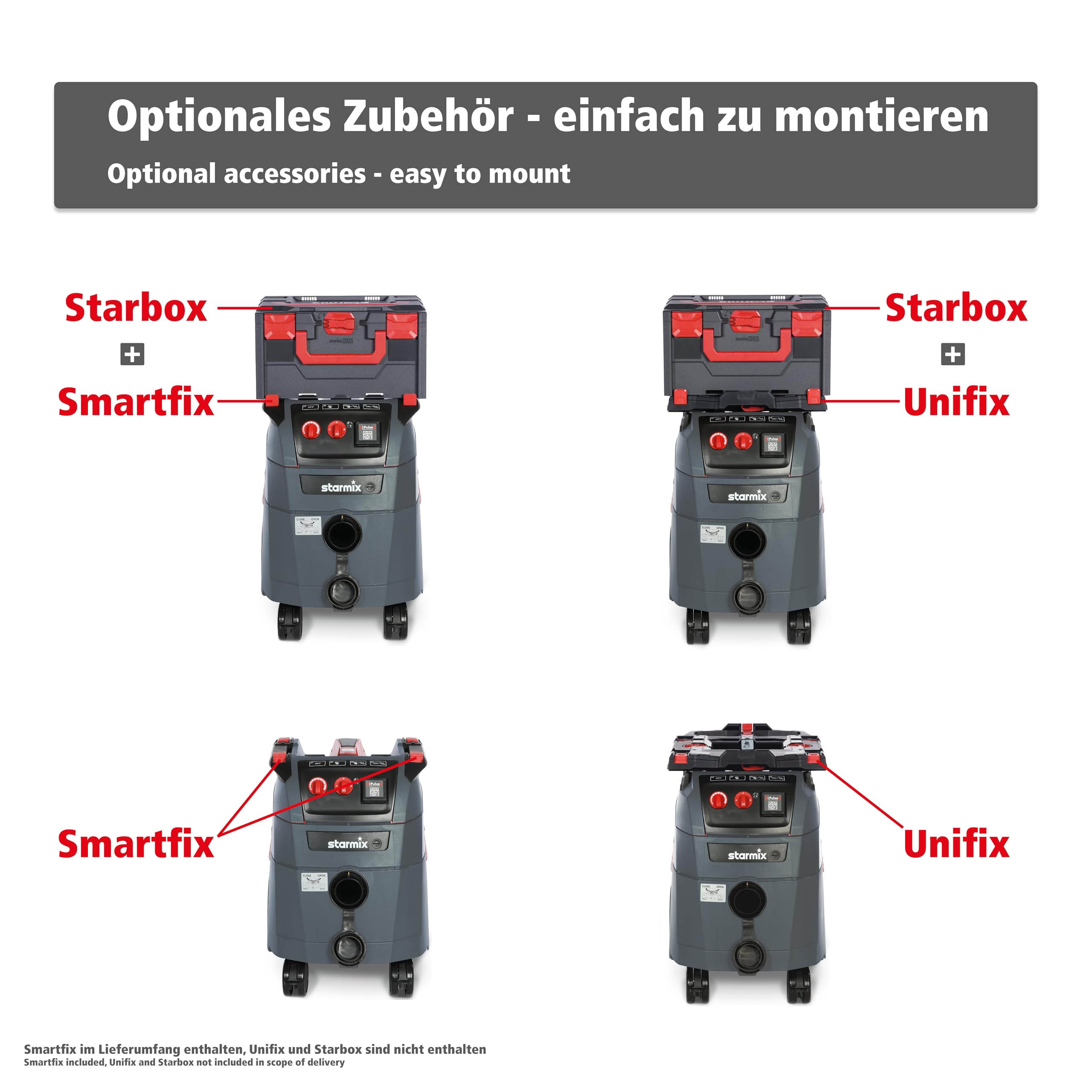 Starmix iPulse L-1635 Top – Aspirador Industrial Clase L 280 mbar, 75 l/s, 35 l – Limpieza automática del Filtro – Manguera de 5 m – Contenido Completo con Kit de Accesorios – Fabricado en Alemania
